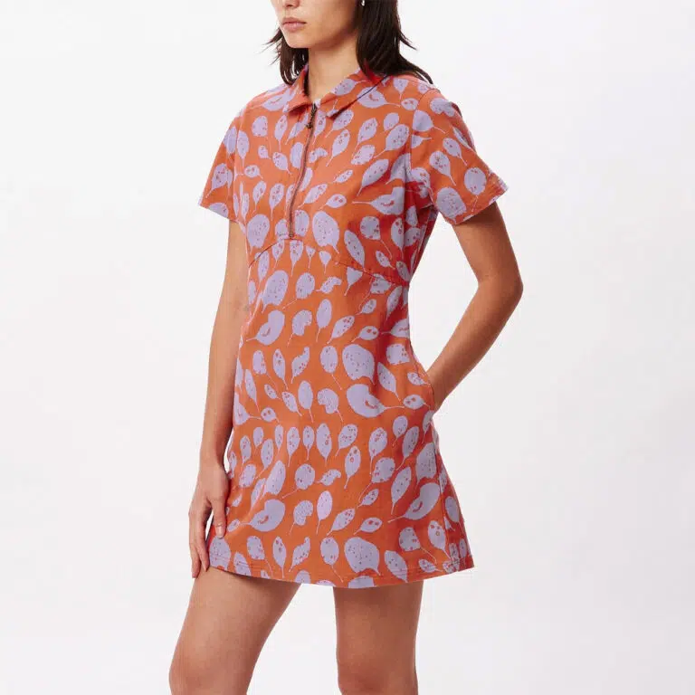 Obey Leaves Dress Ginger Biscuit