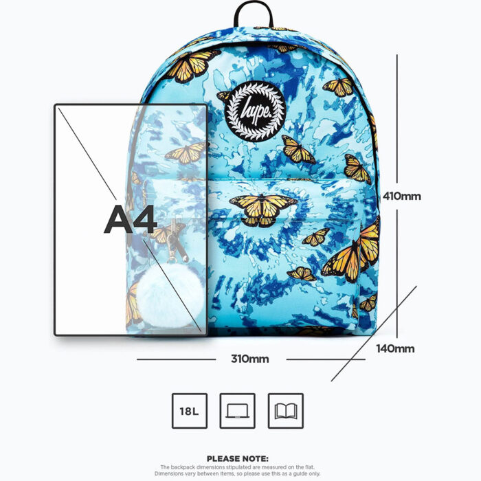 Hype Butterfly Backpack 18L Tie Dye Blue - Image 3