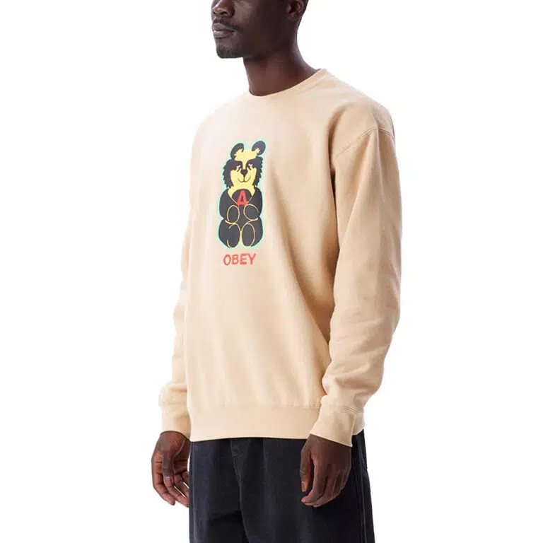 Obey Bear Icon Crewneck Oat Milk