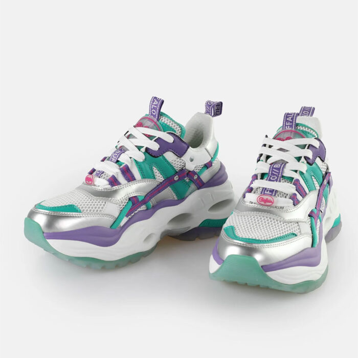 Buffalo Triplet Hollow Sneakers Silver Green Purple