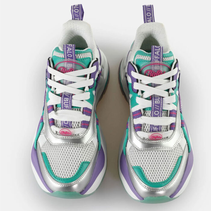 Buffalo Triplet Hollow Sneakers Silver Green Purple