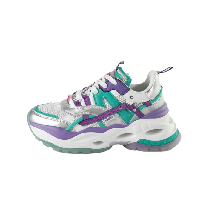 Buffalo Triplet Hollow Sneakers Silver Green Purple