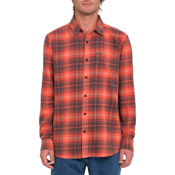 Volcom Caden Plaid Shirt Brick Red